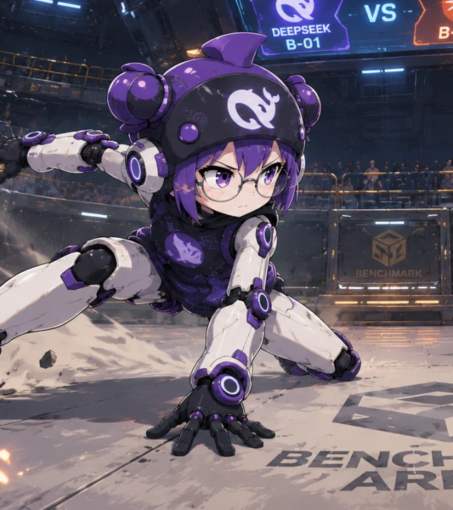 DeepSeek in purple armor, ready to attack
